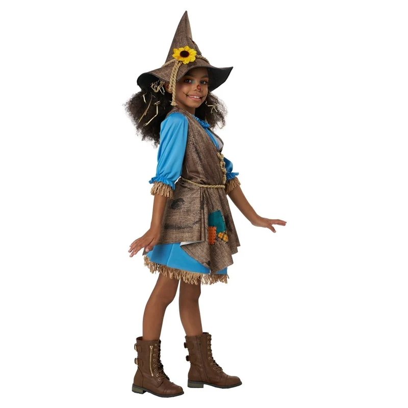 Little Miss Scarecrow Costume for Kids, Blue Dress