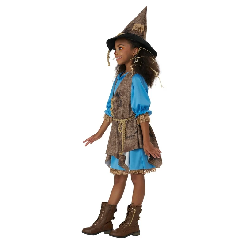 Little Miss Scarecrow Costume for Kids, Blue Dress