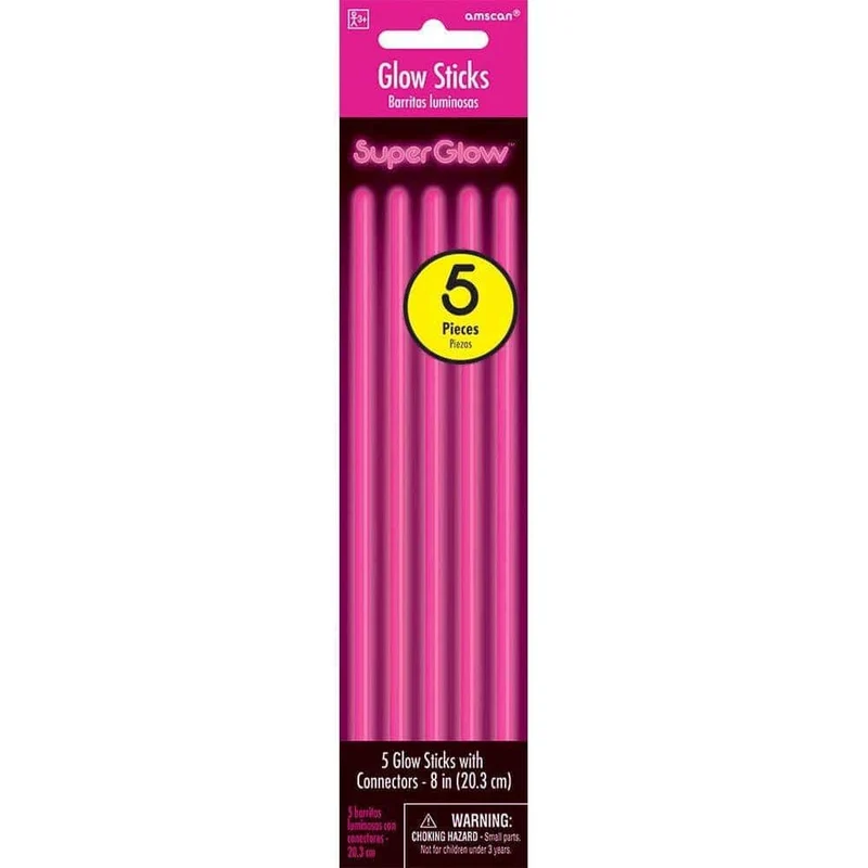 Glow Sticks - Pink 8 In. 5/pkg.