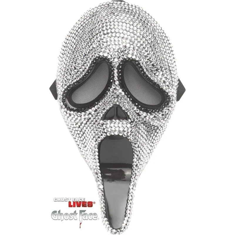 Scream Deluxe Bling Ghost Face Costume for Adults, Black Dress
