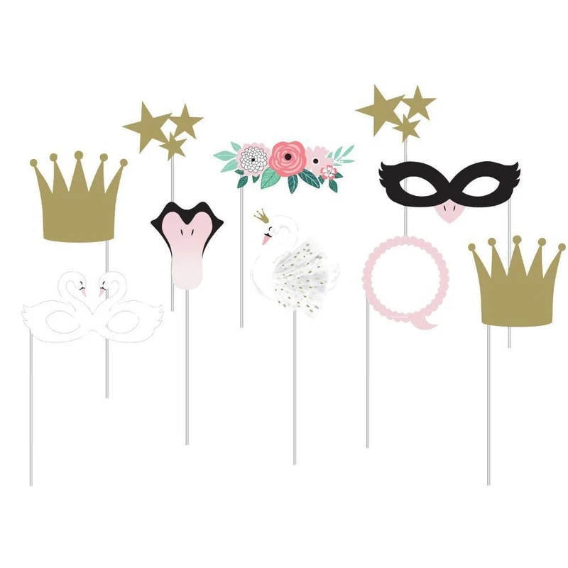 Swan Party photo booth props, 10 per package