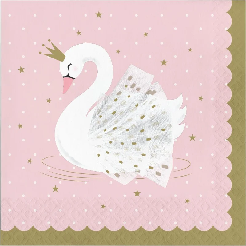 Swan Party lunch napkins, 16 per package