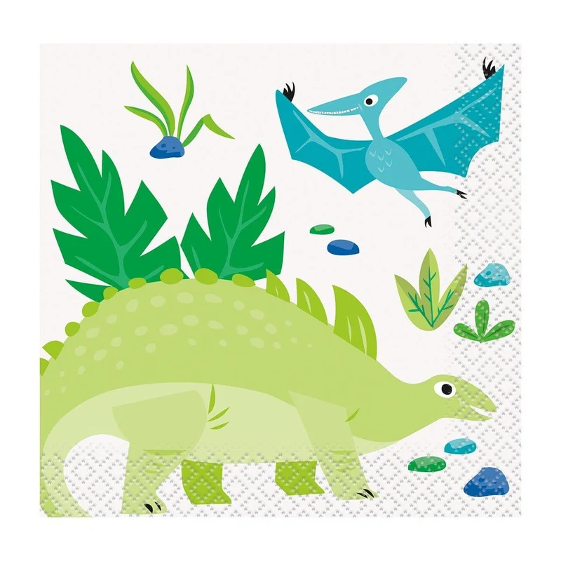 Blue & Green Dinosaur Beverage Napkins, 16 Count