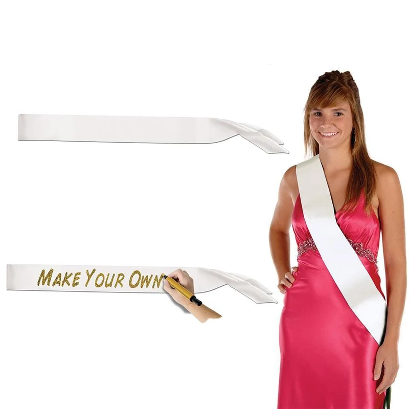 Satin Sash - White
