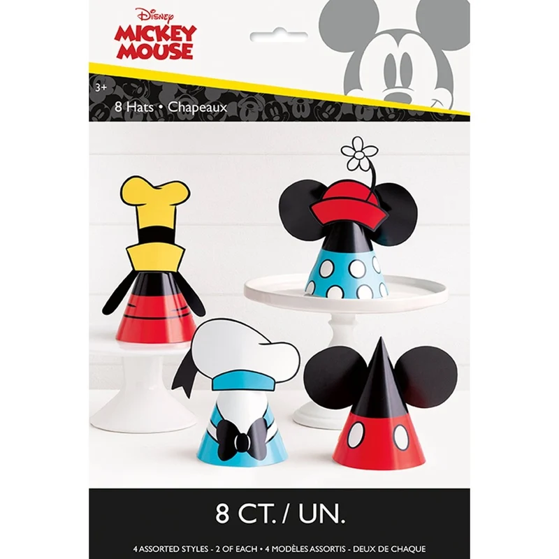 Mickey Mouse Birthday Party Hats, Disney, 8 Count