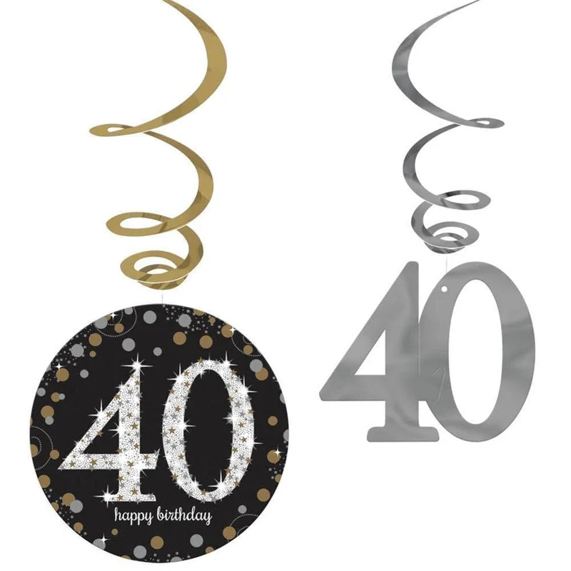 40th Sparkling Celeb - Foil Swirls 12/pkg.