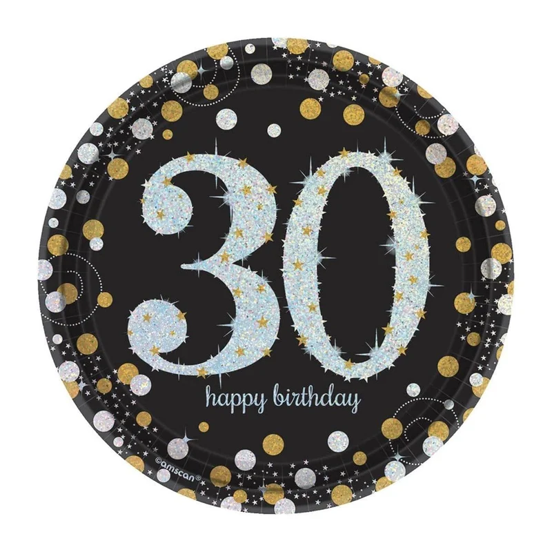 30th Sparkling Celeb - Round Plates 7 In. 8/pkg.