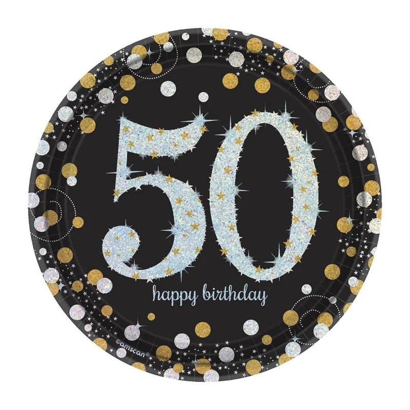 50th Sparkling Celeb - Round Plates 7 In. 8/pkg.