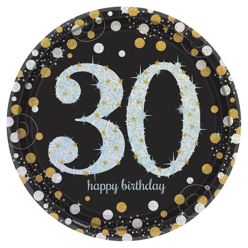 30th Sparkling Celeb - Round Plates 9 In. 8/pkg.