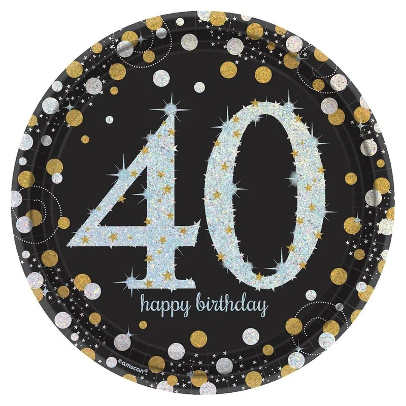40th Sparkling Celeb - Round Plates 9 In. 8/pkg.