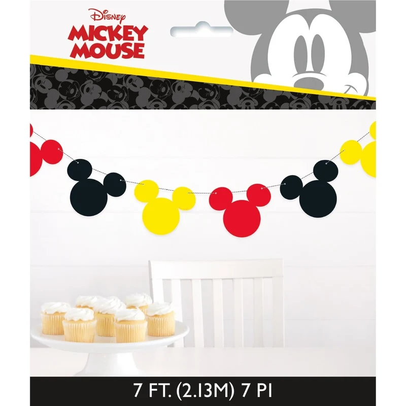 Mickey Mouse Birthday Paper Garland Banner, Disney, 84 Inches, 1 Count