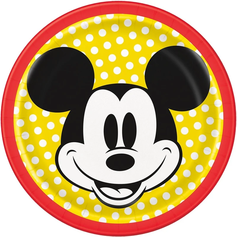 Mickey Mouse Birthday Small Round Dessert Paper Plates, Disney, 7 Inches, 8 Count