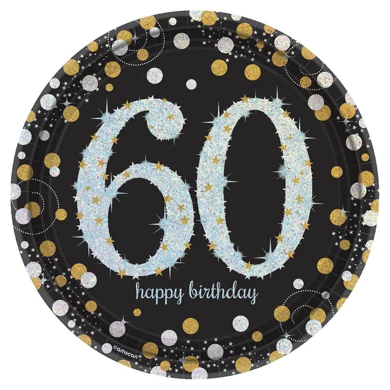 60th Sparkling Celeb - Round Plates 9 In. 8/pkg.