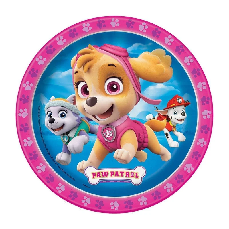 Paw Patrol Girl Dessert Plates 7 inches, 8 per package
