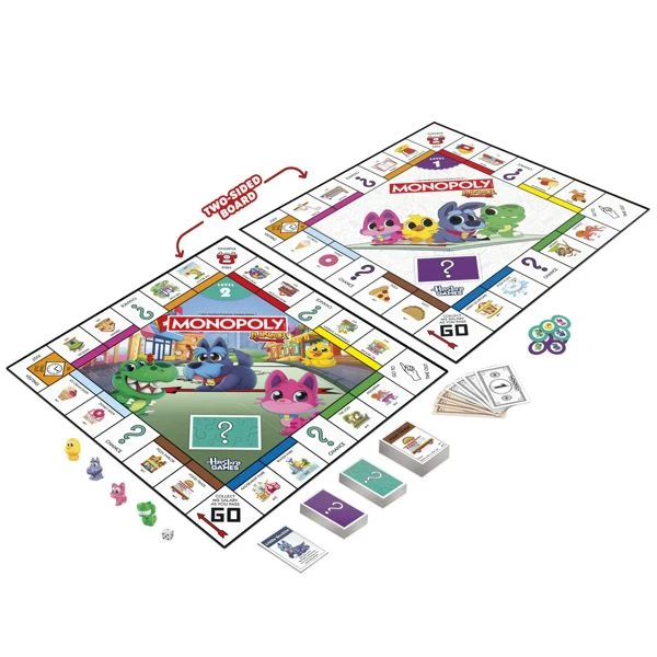Hasbro Monopoly Junior 2-in-1 Refresh Kids Board Game Square Size