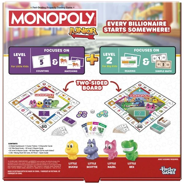 Hasbro Monopoly Junior 2-in-1 Refresh Kids Board Game Square Size