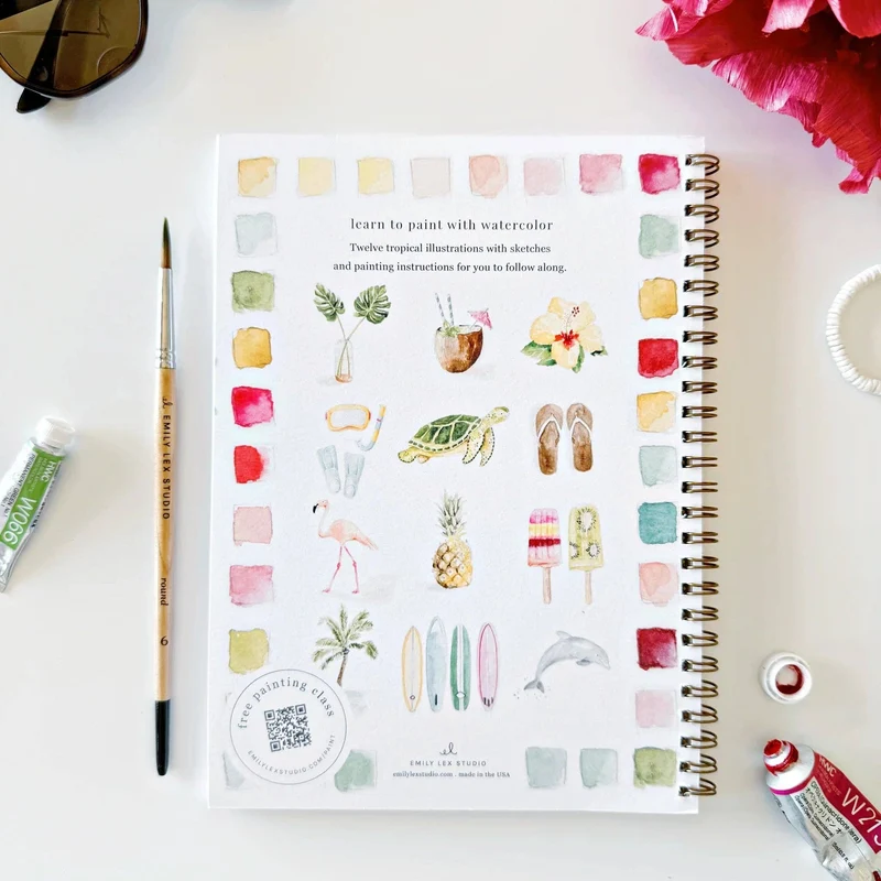 Tropical Watercolor Workbook for Kids and Adults by Emily Lex