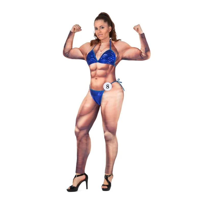 Women Bodybuilder Costume for Adults, Jumpsuit with Padding