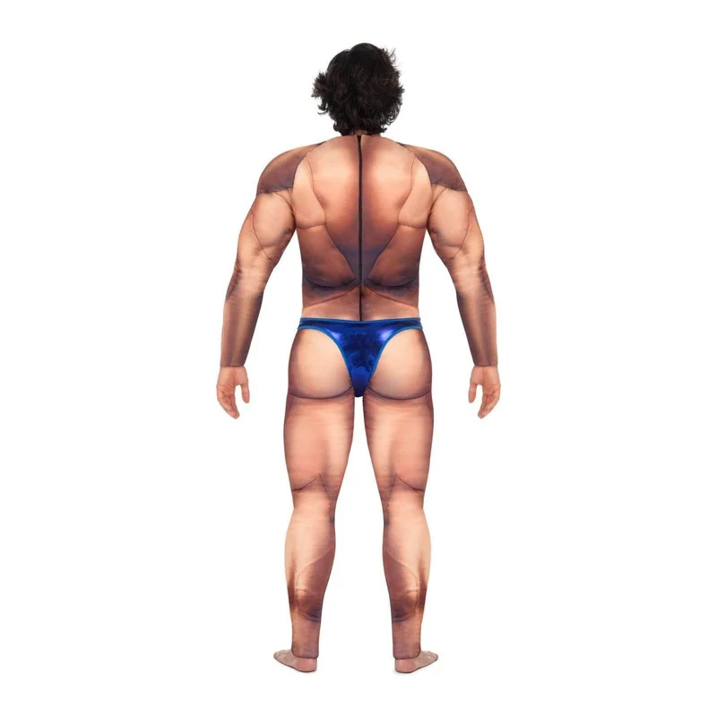 Men Bodybuilder Costume for Adults, Jumpsuit with Padding