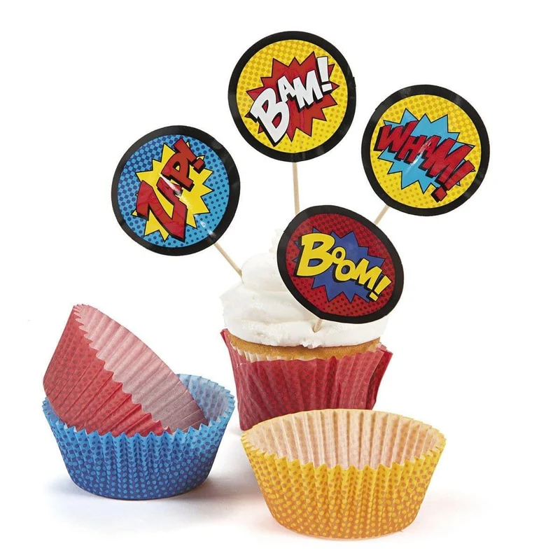 Superhero cupcake kit, 100 per package