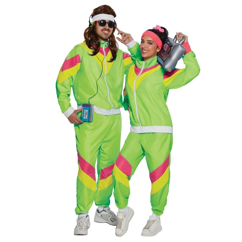 80s Plus Size Costume for Adults, Lime Green Vest and Pants