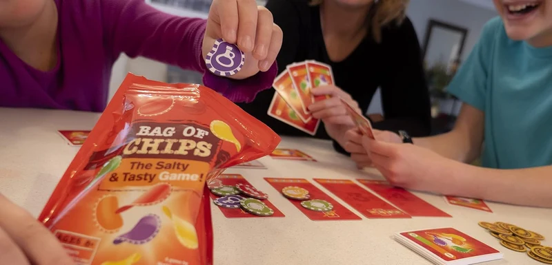 Bag of Chips Fast-Paced Push-Your-Luck Family Strategy Board Game