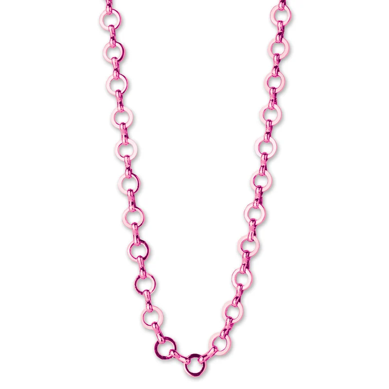 Pink Chain Necklace for Kids Customizable Charm Jewelry Accessory