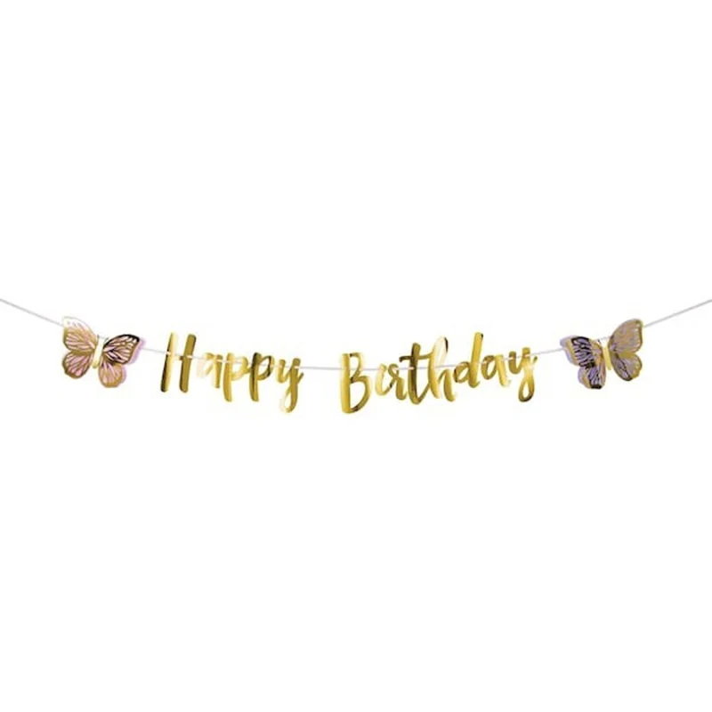Butterfly Shimmer Happy Birthday Letter Banner, 1 Count