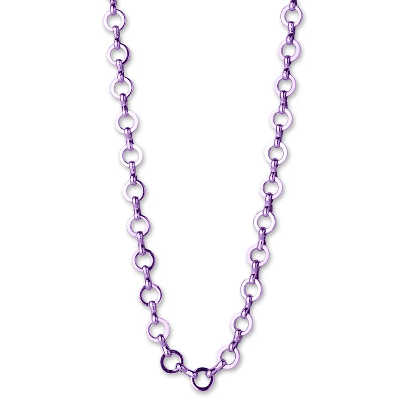 Vibrant Purple Chain Necklace for Customizable Charm Jewelry Collection 18-Inch