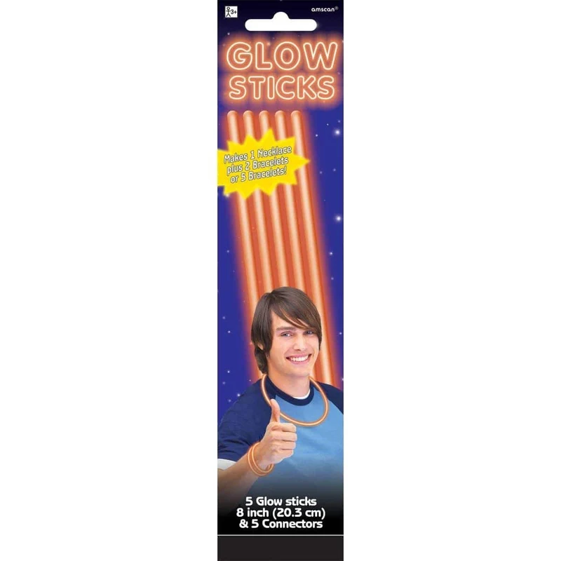 Glow Sticks - Orange 8 In. 5/pkg.