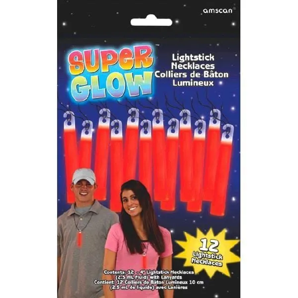 Light Stick Necklaces - Red 4 In. 12/pkg.