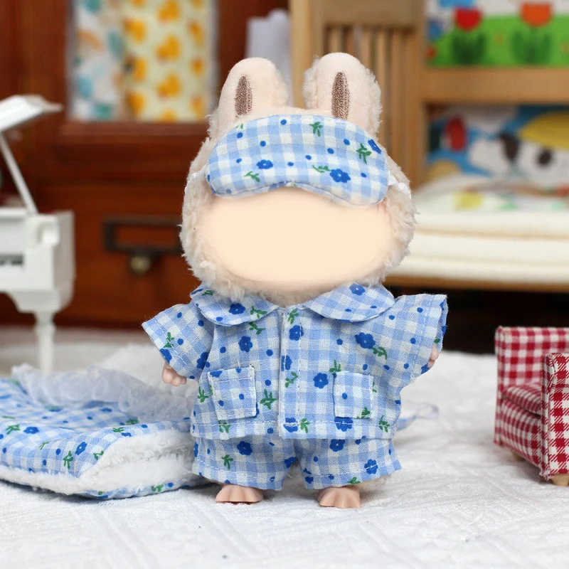 Floral Pajama And Sleeping Mask Labubu Outfit