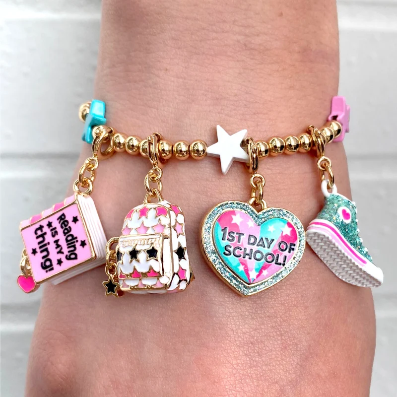 Gold Multi Star Stretch Bead Bracelet for Customizable Charm Stacking