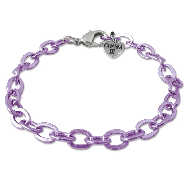 Purple Chain Link Bracelet for Charms Anodized Base Metal