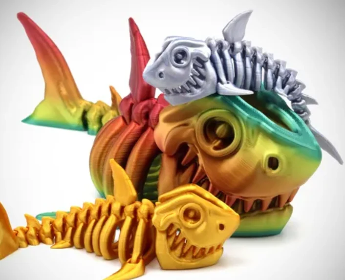 Large 12-Inch 3D Printed Shark Skeleton Sensory Fidget Toy