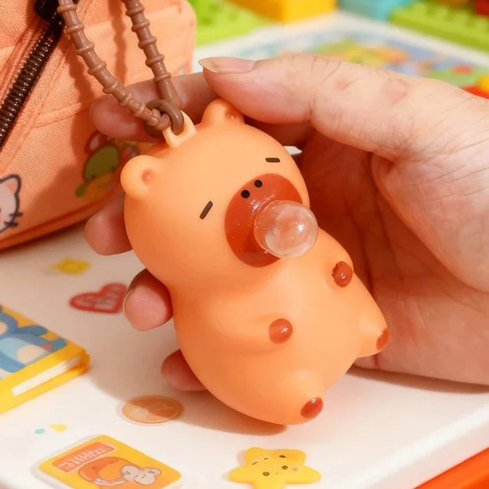 Squishy Capybara Porte-Clés Anti-Stress à Bulle