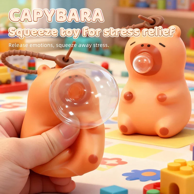 Squishy Capybara Porte-Clés Anti-Stress à Bulle