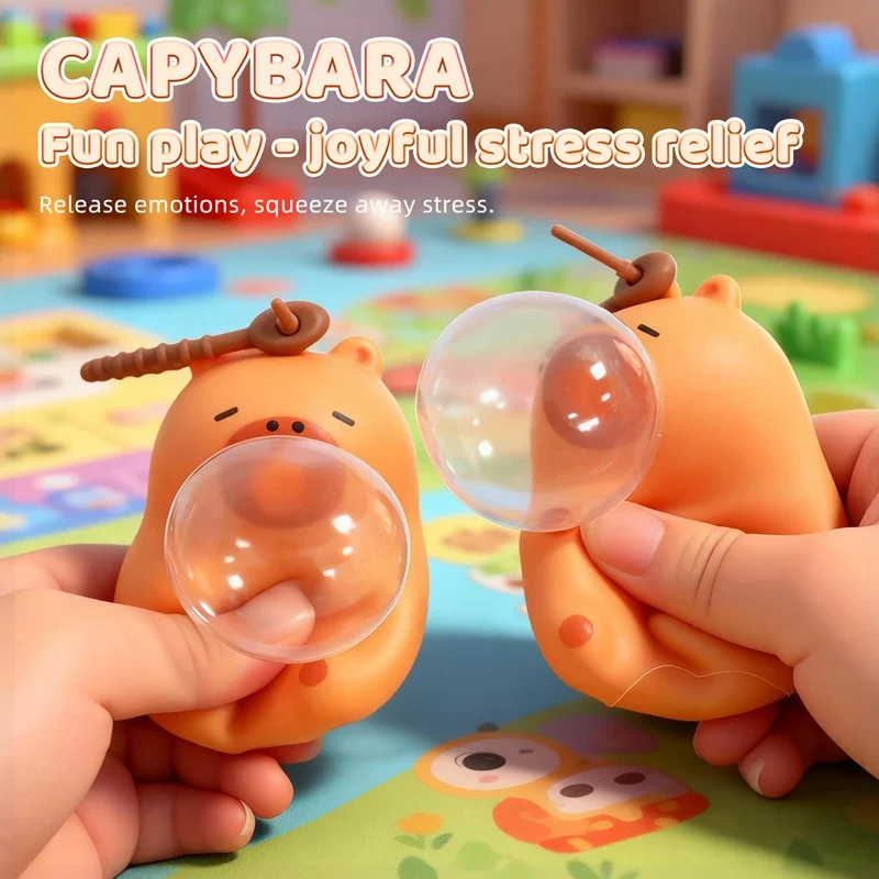 Squishy Capybara Porte-Clés Anti-Stress à Bulle