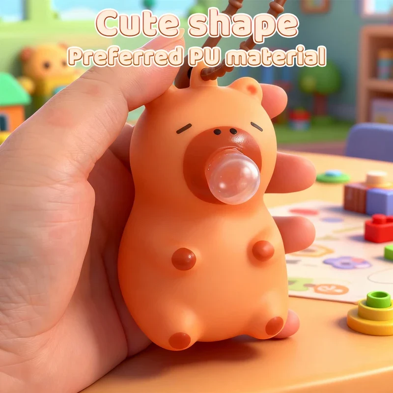 Squishy Capybara Porte-Clés Anti-Stress à Bulle