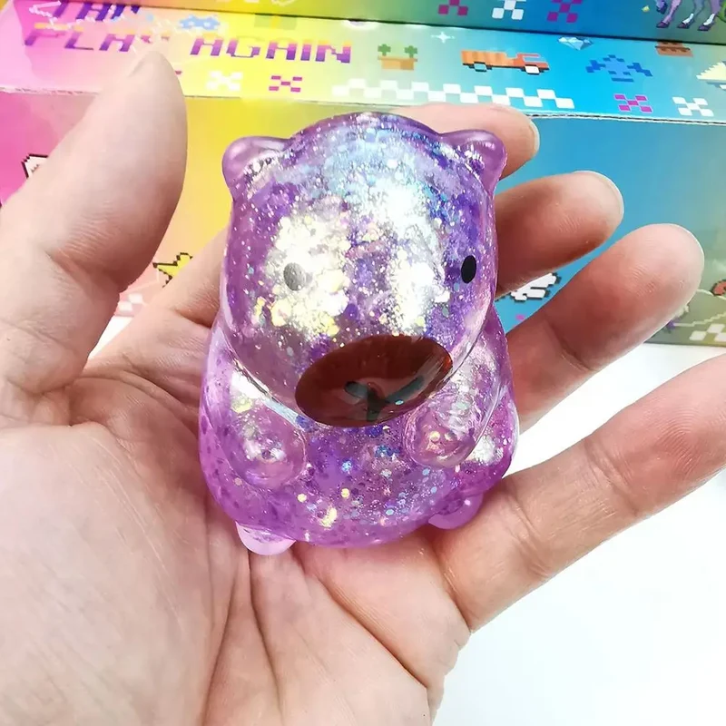 Squishy Capybara Gummy Anti-Stress Pailleté
