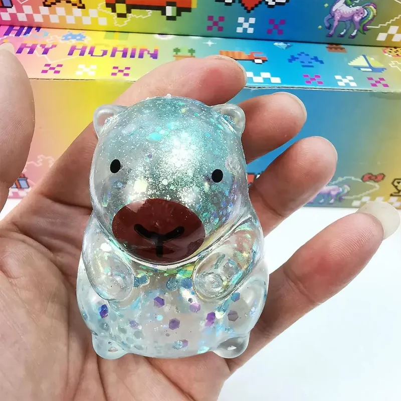 Squishy Capybara Gummy Anti-Stress Pailleté