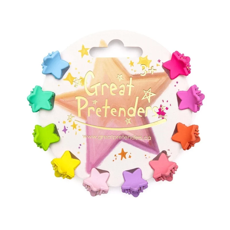 Mini Hairclip Stars for Kids, 10 Count