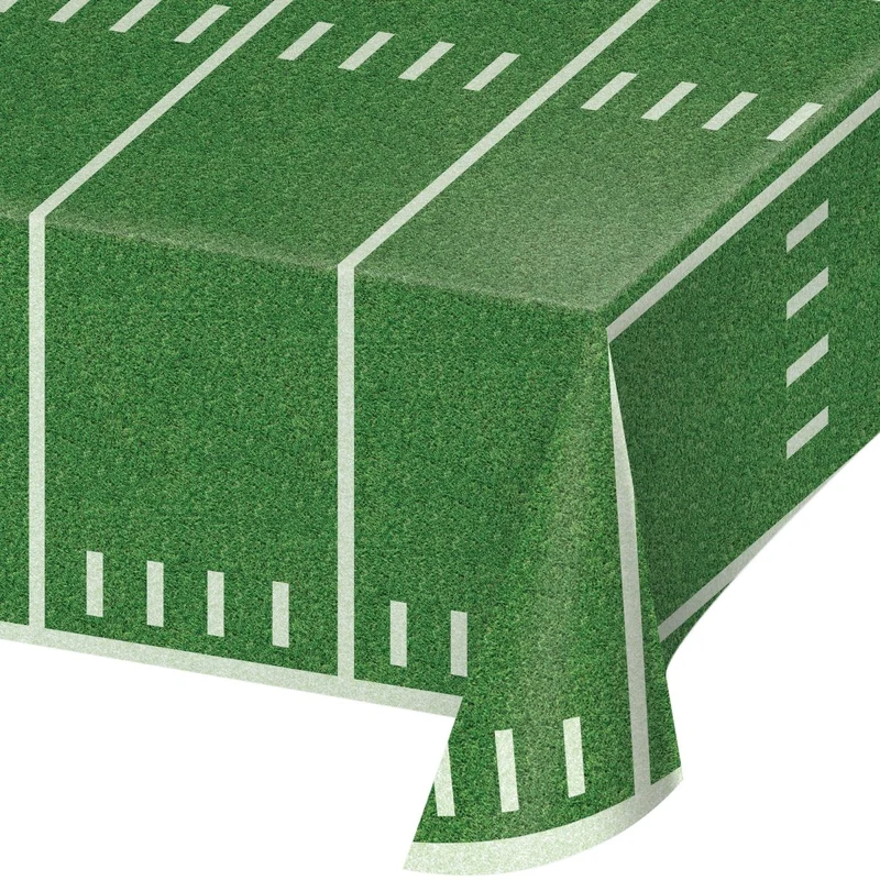 Football Field Rectangular Plastic Table Cover, 54 x 108 Inches, 1 Count