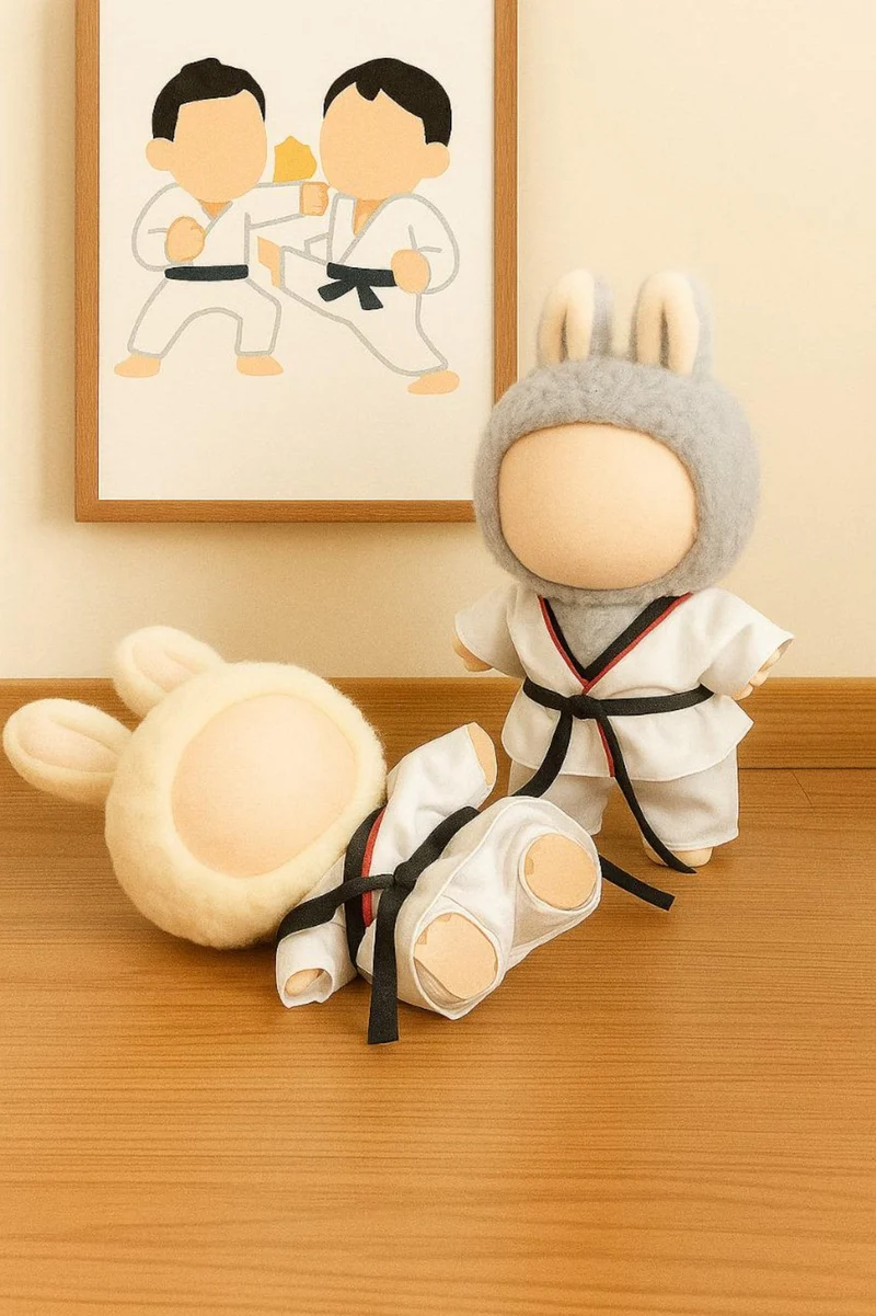 Labubu Taekwondo Outfit Black Belt