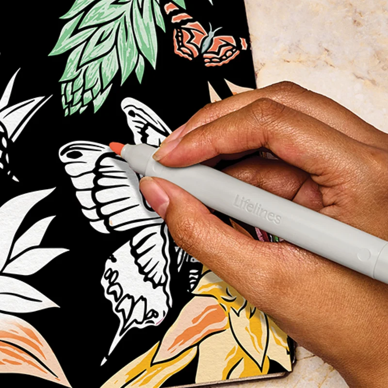 FlowArt Hidden Patterns Animals Meditative Coloring Pad with Markers
