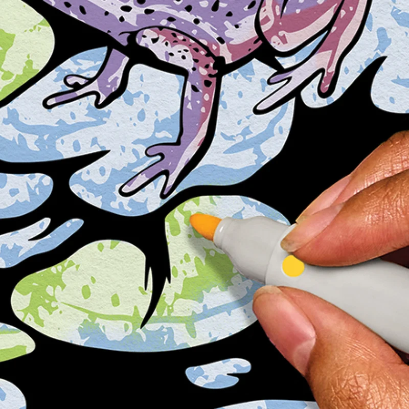 FlowArt Hidden Patterns Animals Meditative Coloring Pad with Markers