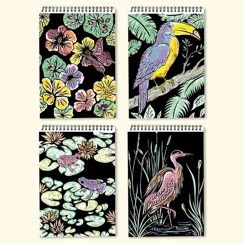 FlowArt Hidden Patterns Animals Meditative Coloring Pad with Markers