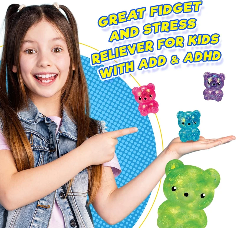 JA-RU Squeezy Bear Glitter Sensory Fidget Toys 2 Pack Set