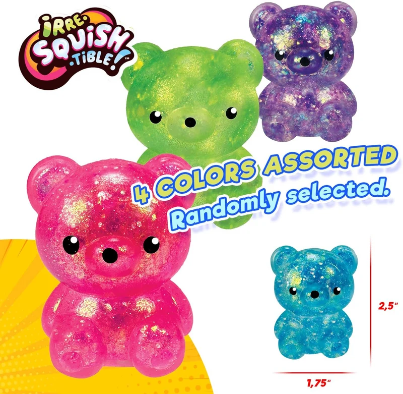 JA-RU Squeezy Bear Glitter Sensory Fidget Toys 2 Pack Set
