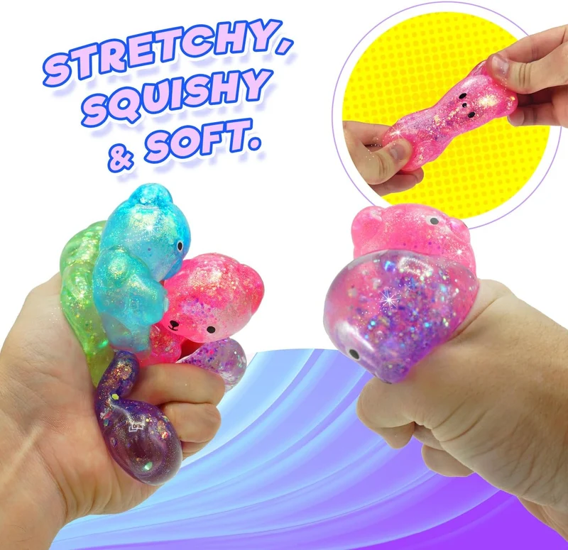 JA-RU Squeezy Bear Glitter Sensory Fidget Toys 2 Pack Set